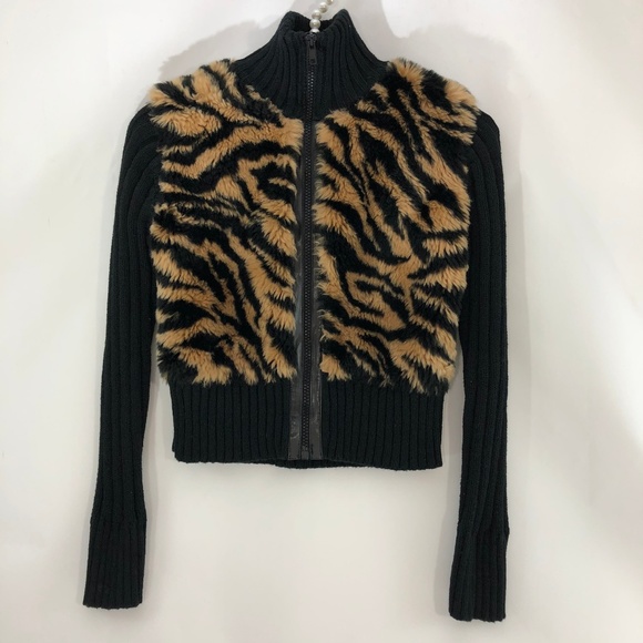 Shampoo Other - Shampoo Girls Faux Fur Animal Print Sweater Jacket